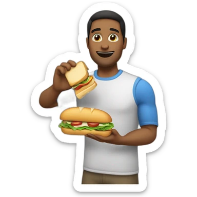 Un pelado comiendo un súper sandwich sticker