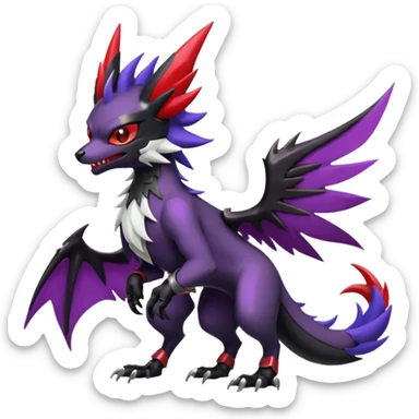 Shiny Noibat-Noivern-Mightyena-Silvally-Fakémon-hybrid-creature (full body)  sticker