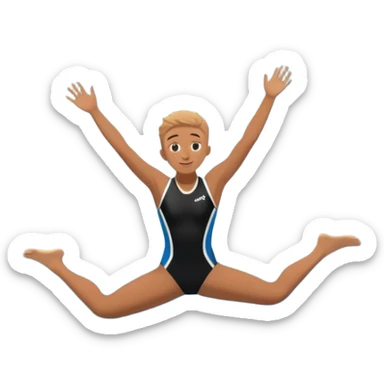 A young, inexperienced person stands at the edge of a pool named “Confidence,” mid-jump, arms open wide. Below, skilled divers are already in motion—but this person dives in with bold energy, unshaken by their lack of experience. The water sparkles,  sticker