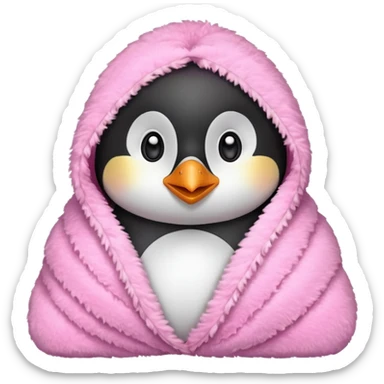 Cute penguin wrapped on pink blanket sticker