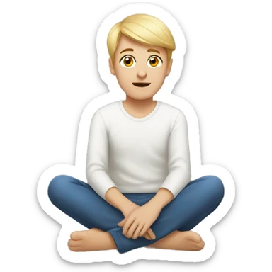 white person sitting on the floor sticker
