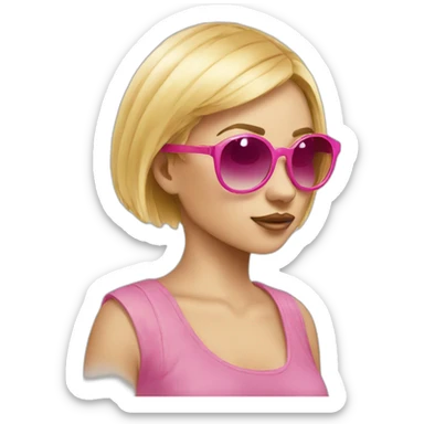 girl sunglasses blonde shorthair bubble-gum sticker