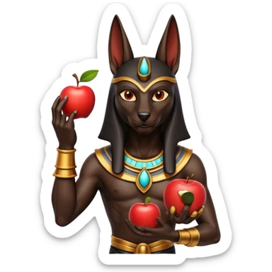 anubis god with an apple sticker