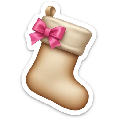 Beige Christmas stockings with pink bow on top sticker