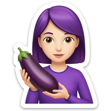 Girl holding an aubergines  sticker