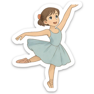 ghibli style girl doing ballet sticker