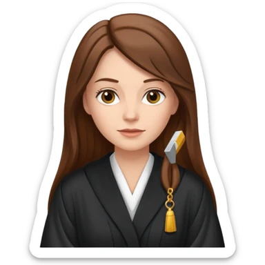 white-women-with-long-brown-hair-lawyer-in-lawyer’s-robe. sticker