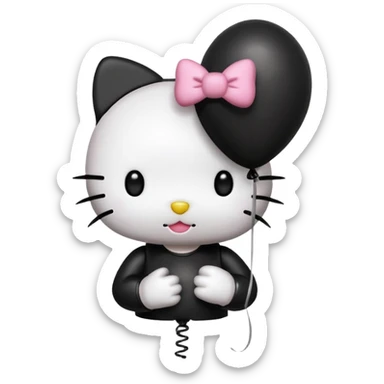 hello kitty with spike stud bracelet holding black balloon sticker