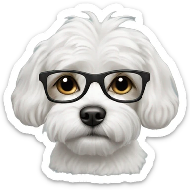 White cavachon dog wearing glasses sticker