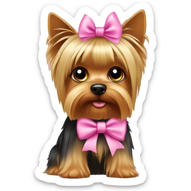 Yorkshire terrier with pink bow sticker