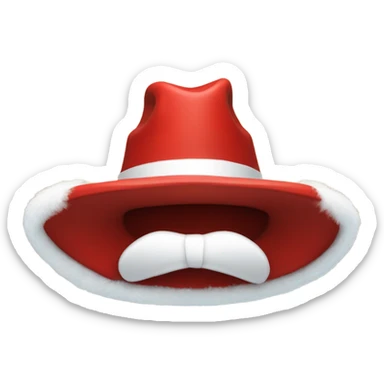 red cowboy hat that mimics the style of a Santa hat that is red with white fur trim around the edge sticker