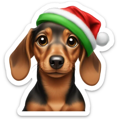 Baby Dachshund with Christmas hat  sticker