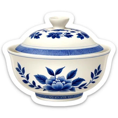 blue chinese gaiwan without handles sticker