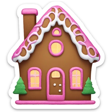 A pink gingerbread house sticker