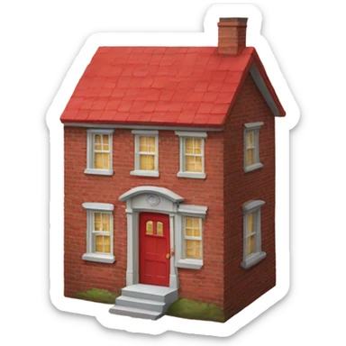 Small red brick house with a red door and one window  sticker