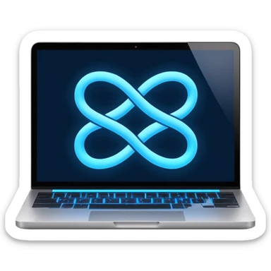 laptop screen showing an infinity symbol sticker