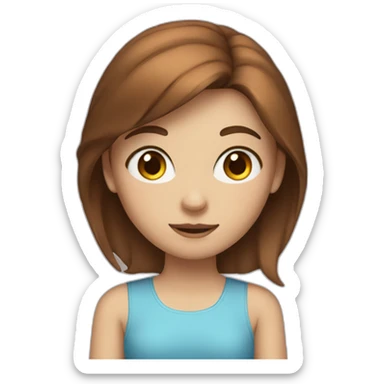 a girl with brown square hair and blue eyes sticker