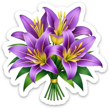 Bouquet of purple lilies and yellow poms sticker