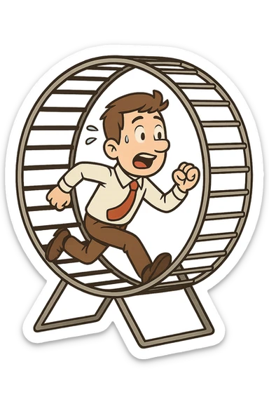 Uomo che corre dentro la ruota del criceto sticker