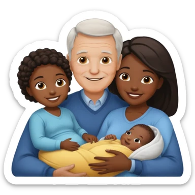 Old white man younger black women and baby sticker