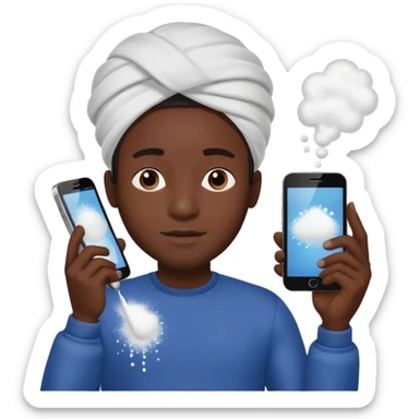 black man holding a phone with three lines of coke on it horizontally  sticker
