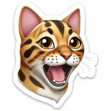 Bengal cat yawning sticker