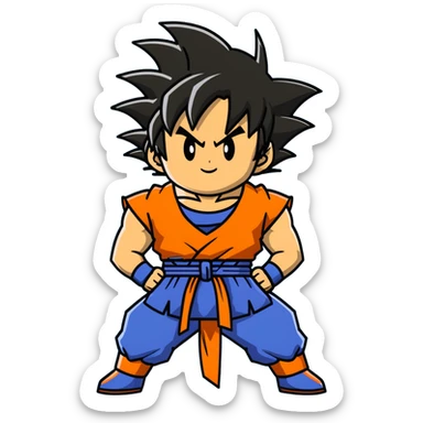 Goku from Dragon Ball Z, spiky black hair, orange gi sticker