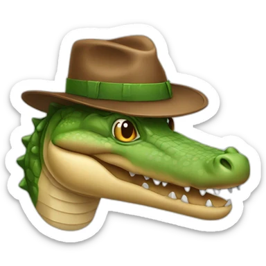 a crocodile with a brown hat sticker