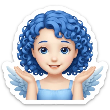 A playful angel girl with short blue curls, fluttering tiny wings 






 sticker