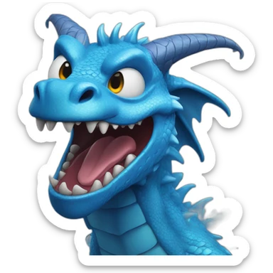 Blue dragon saying yikes sticker