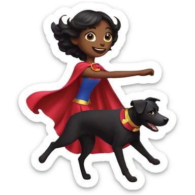 super girl black dog dancing sticker