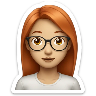 Red haired Asian girl with glasses sticker