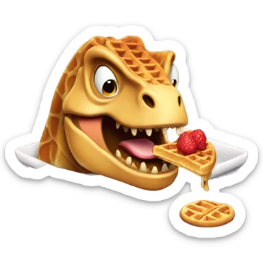 t rex eating  a waffle sticker