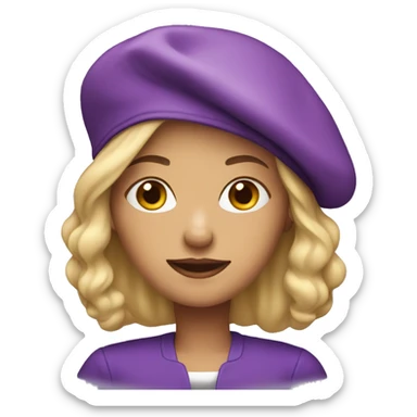 blonde woman in purple beret sticker