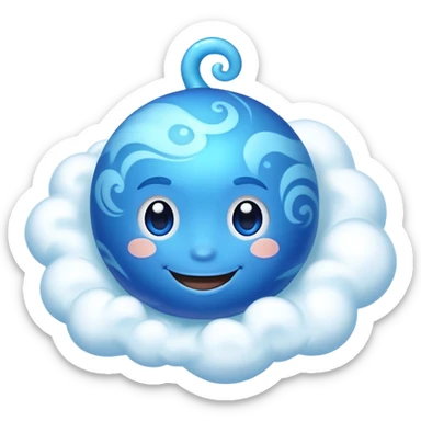Neptune planet with blue surface and a cute smiling face sticker