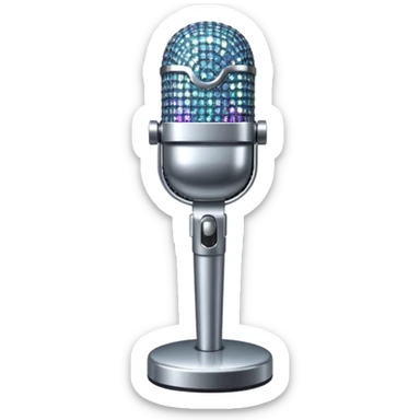 microphone on a stand with sparkles sticker