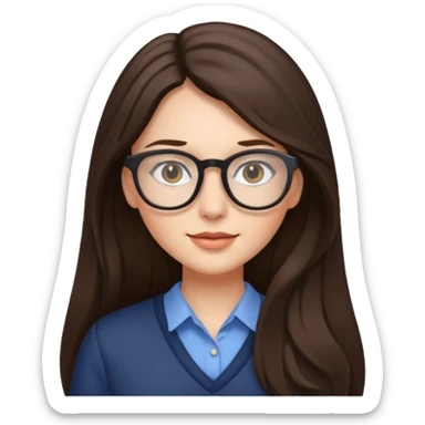 Pretty brunette long haired woman with glasses sticker