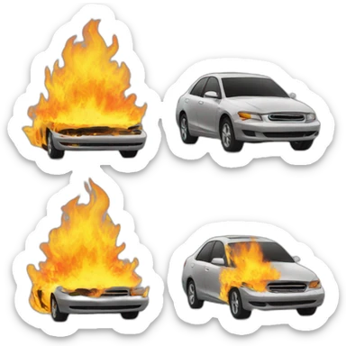 Car on fire sticker
