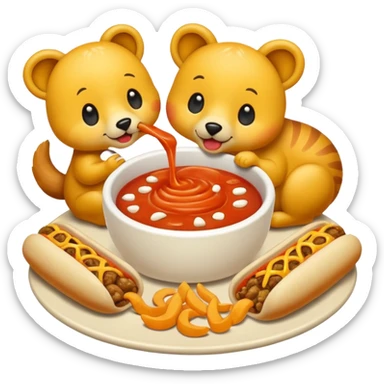 Animals eat hot sticker