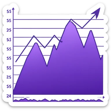 A line graph in the style of a purple Japanese sketch sticker