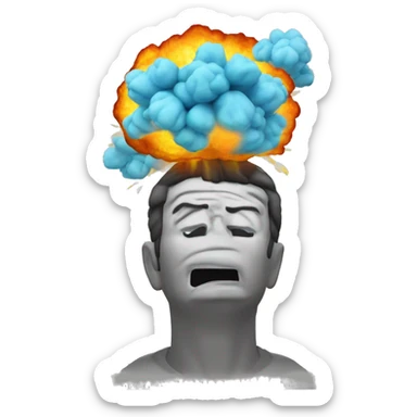 un cerebro con tres explosiones, simulando que se está derritiendo. sticker