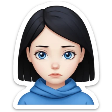 black haired girl with blue eyes cold look sticker