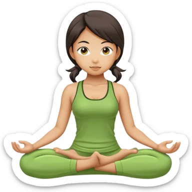 asian yoga girl green clothes  sticker
