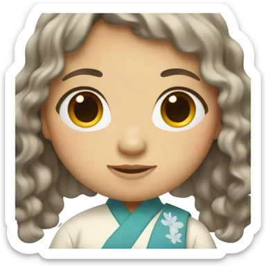 Japanese woman with long wavy hair sticker