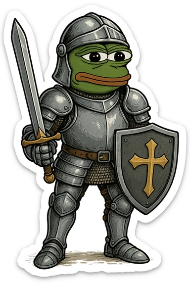 pepe the frog as a knight sticker