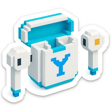 white EarPods headphones with a sci-fi theme sticker