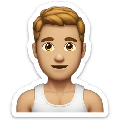 man with muscles,short hair,red eyes,brown hair,bodysuit sticker
