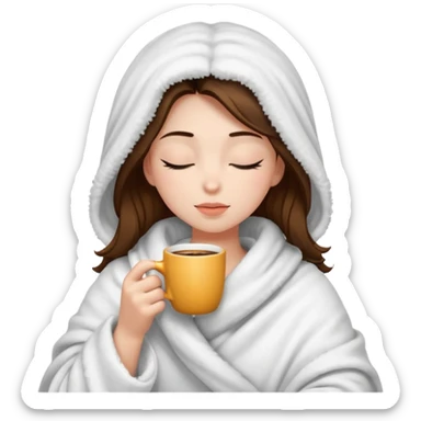 girl inside a blanket sipping coffee eyes closed sticker