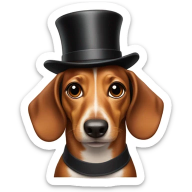 Weiner dog with top hat sticker