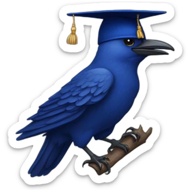 Blue Crow with alumni hat and mantle sticker